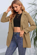 Lapel Neck Long Sleeve Blazer with Pockets Trendsi