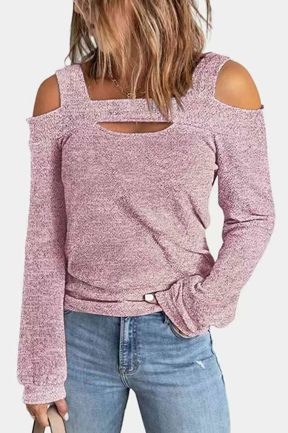 Full Size Cutout Cold Shoulder Blouse Trendsi