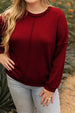 Plus Size Exposed Seam Waffle-Knit High-Low Sweatshirt Bazaarbey