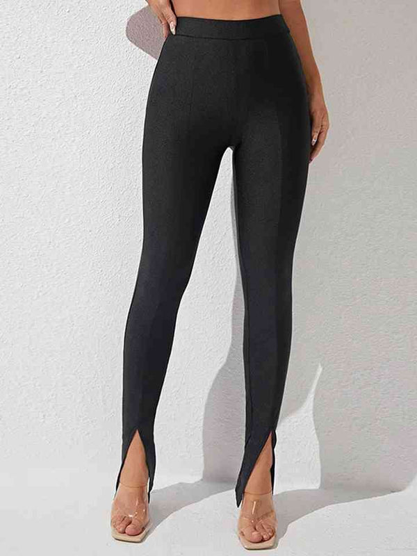 High Waist Slit Skinny Pants Bazaarbey