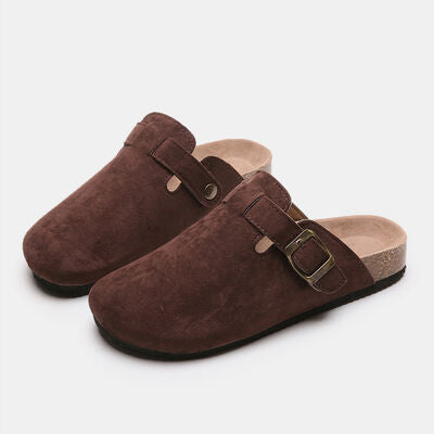 Suede Closed Toe Buckle Slide Trendsi