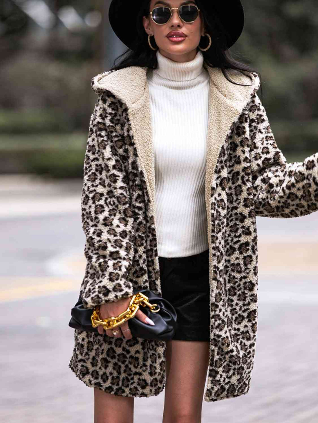  Hooded Coat with Pockets Trendsi