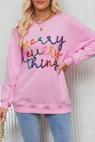 Letter Graphic Dropped Shoulder Sweatshirt Bazaarbey