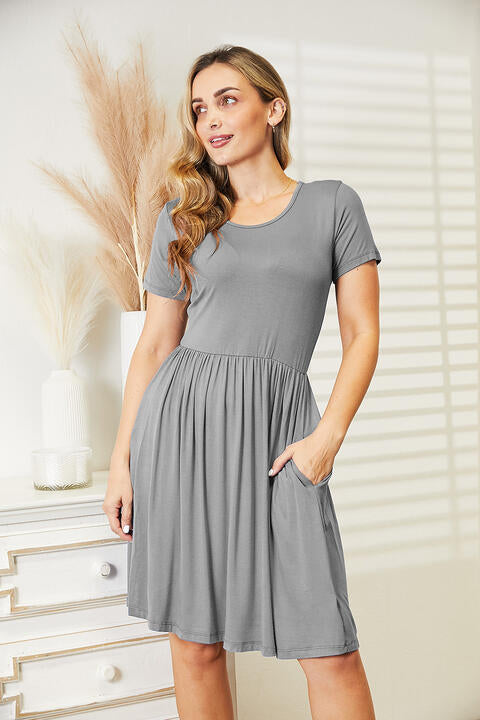 Ninexis Full Size Short Sleeve Dress with Pockets 