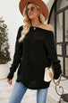 Boat Neck Dropped Shoulder Knit Top Bazaarbey