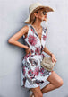 Printed Zip Detail Belted Sleeveless Dress -BazaarBey - www.shopbazaarbey.com