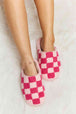 dy Checkered Print Plush Slide Slippers Trendsi