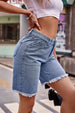 Raw Hem Denim Shorts with Pockets Bazaarbey