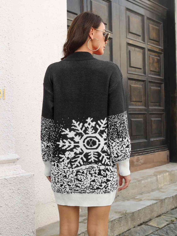 Snowflake Pattern Sweater Dress Bazaarbey