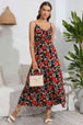 Rose Print Spaghetti Strap Sweetheart Neck Dress -BazaarBey - www.shopbazaarbey.com