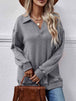 Collared Neck Dropped Shoulder Sweatshirt Bazaarbey