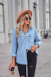 Collared Neck Dropped Shoulder Denim Top Bazaarbey