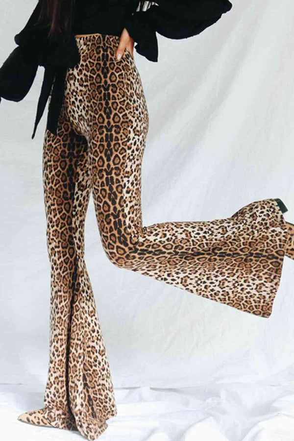 Leopard Print Flare Leg Pants Bazaarbey