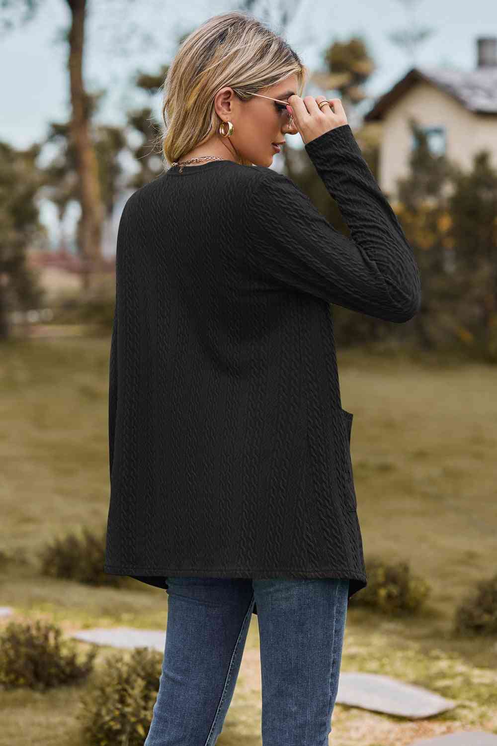  Long Sleeve Cardigan with Pocket Trendsi