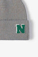 Letter N Patch Cuffed Knit Beanie Trendsi