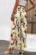 Printed Smocked Waist Wide Leg Pants Bazaarbey