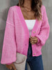 Heathered Lantern Sleeve Cardigan Trendsi