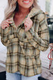 Plaid Long Sleeve Buttoned Hoodie Trendsi