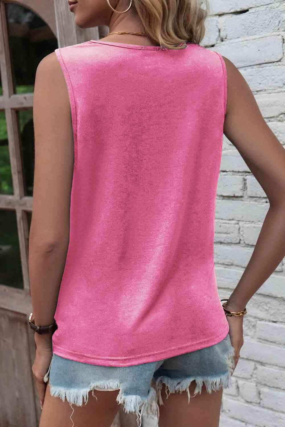 Cutout Round Neck Twisted Tank Bazaarbey