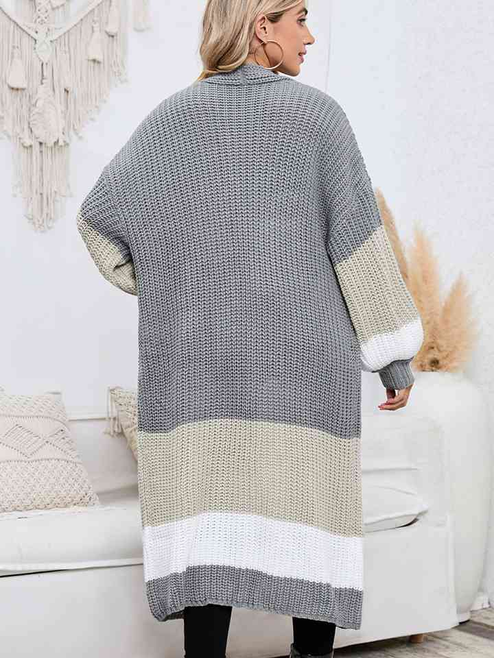  Long Sleeve Pocketed Cardigan Trendsi