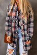 Plaid Drawstring Hooded Jacket with Pockets Trendsi