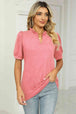 Notched Neck Puff Sleeve T-Shirt Bazaarbey