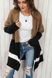 Color Block Dropped Shoulder Longline Cardigan Trendsi