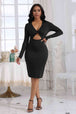 Cutout Twisted Long Sleeve Dress -BazaarBey - www.shopbazaarbey.com