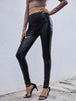 PU High Waist Slim Fit Long Pants Bazaarbey