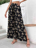 Floral Side Slit Wide Leg Pants Bazaarbey