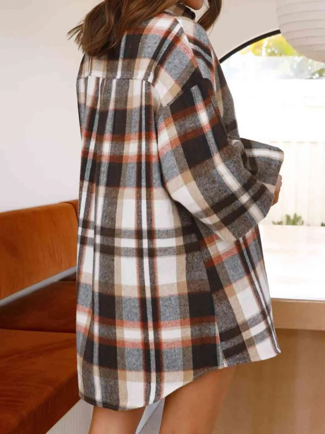 Plaid Lantern Sleeve Shirt Bazaarbey