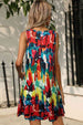 Printed Round Neck Sleeveless Dress with Pockets -BazaarBey - www.shopbazaarbey.com