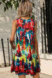 Printed Round Neck Sleeveless Dress with Pockets -BazaarBey - www.shopbazaarbey.com