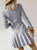 Surplice Neck Tie Front Pleated Sweater Dress Bazaarbey