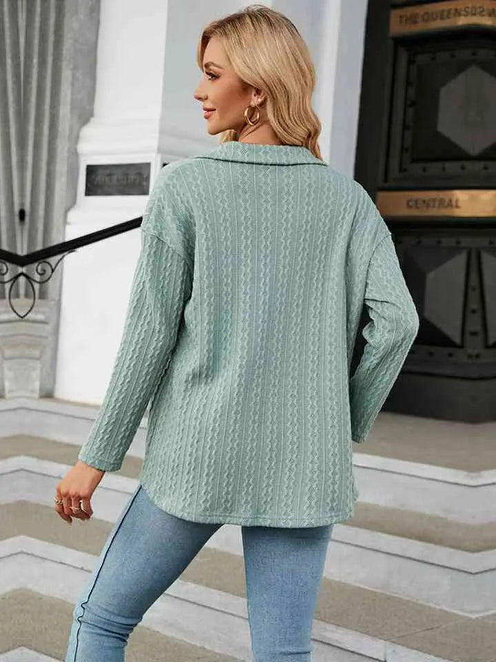 Collared Neck Long Sleeve Shirt Bazaarbey