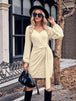 Asymmetrical  Puff Sleeve Mini Dress -BazaarBey - www.shopbazaarbey.com