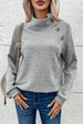 Geometric Buttoned Long Sleeve Sweatshirt Bazaarbey