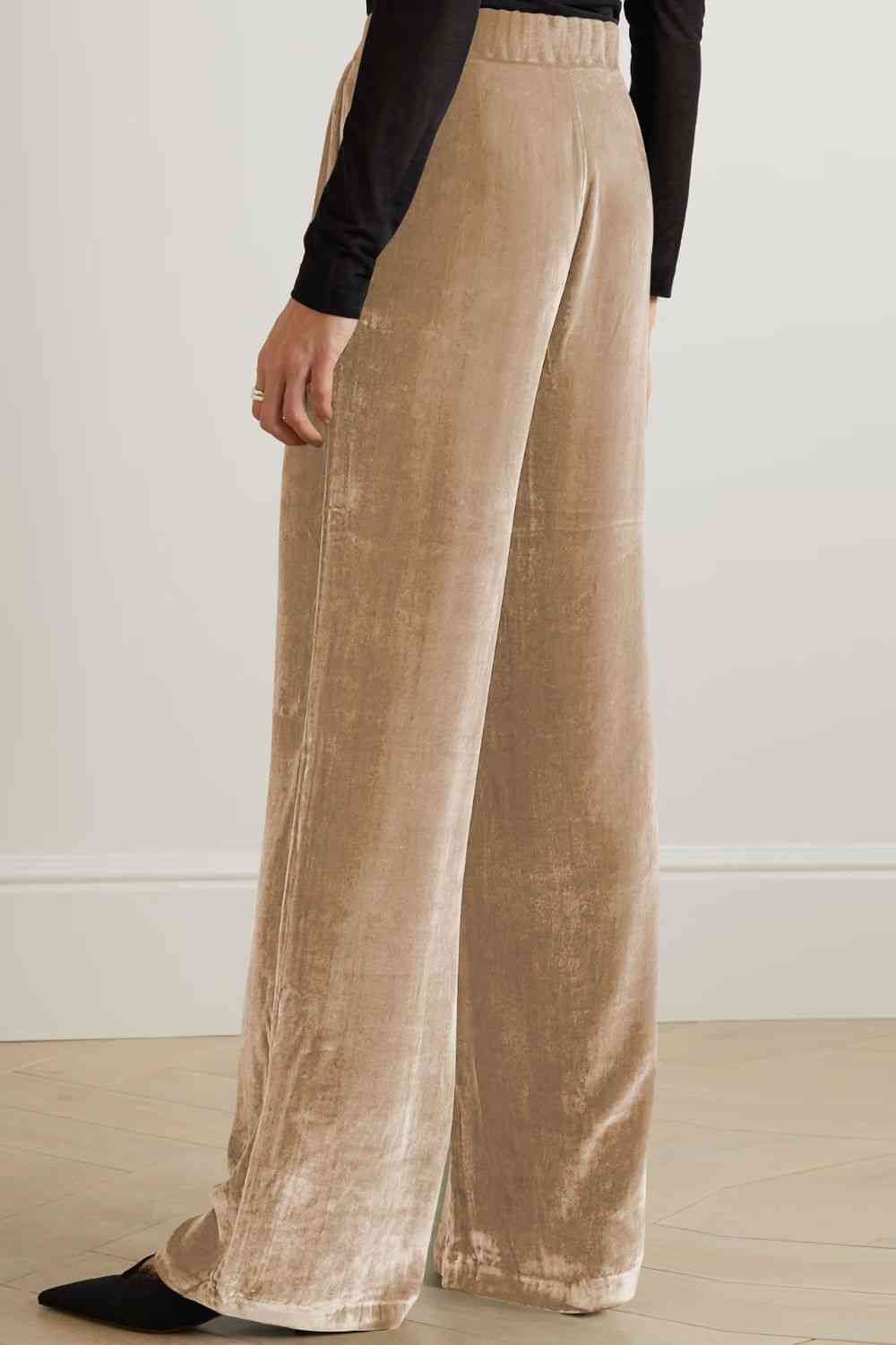  Loose Fit High Waist Long Pants with Pockets Bazaarbey