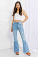 Vibrant MIU  Jess Button Flare Jeans Trendsi