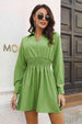  Smocked Waist Long Sleeve Mini Dress -BazaarBey - www.shopbazaarbey.com