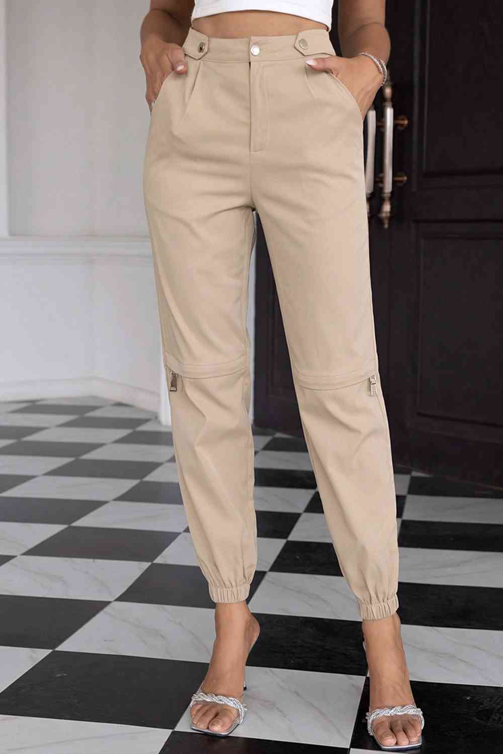 High Waist Pants with Pockets Bazaarbey