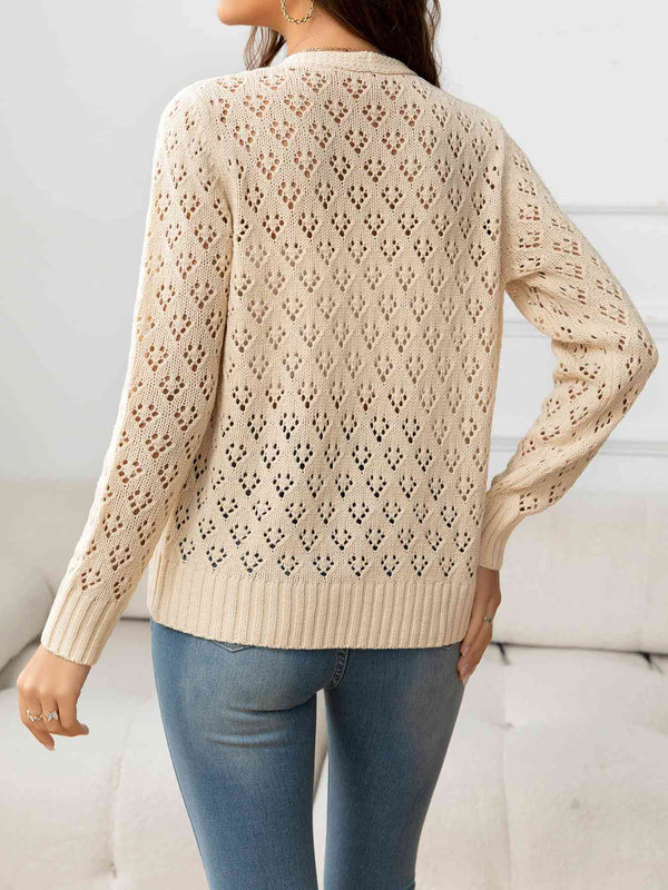  V-Neck Buttoned Knit Top Trendsi