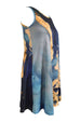 Abstract Print Round Neck Sleeveless Dress with Pockets -BazaarBey - www.shopbazaarbey.com