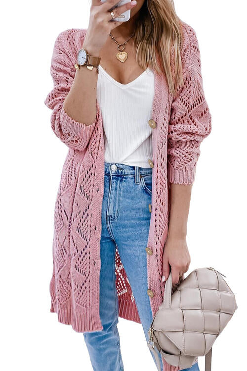 V-Neck Long Sleeve Cardigan Bazaarbey