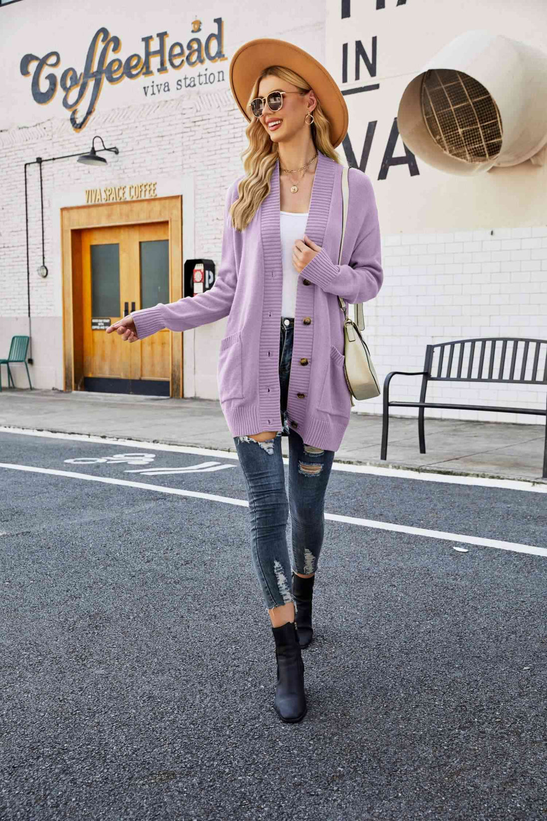  Ribbed Trim Dropped Shoulder Pocketed Cardigan Trendsi