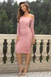 Long Sleeve Off-Shoulder Ruched Dress Bazaarbey