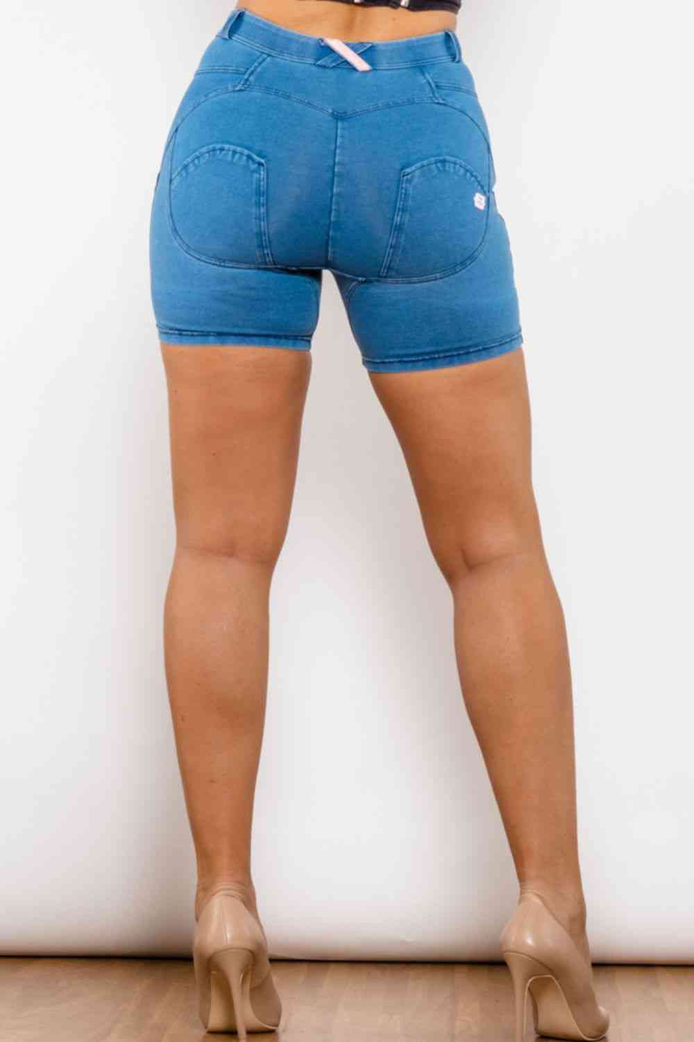 Full Size Buttoned Skinny Denim Shorts Bazaarbey