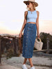 Button Down Denim Skirt Bazaarbey