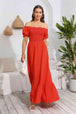 Smocked Off-Shoulder Maxi Dress Bazaarbey