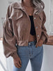 Lantern Sleeve Cropped Corduroy Jacket Trendsi